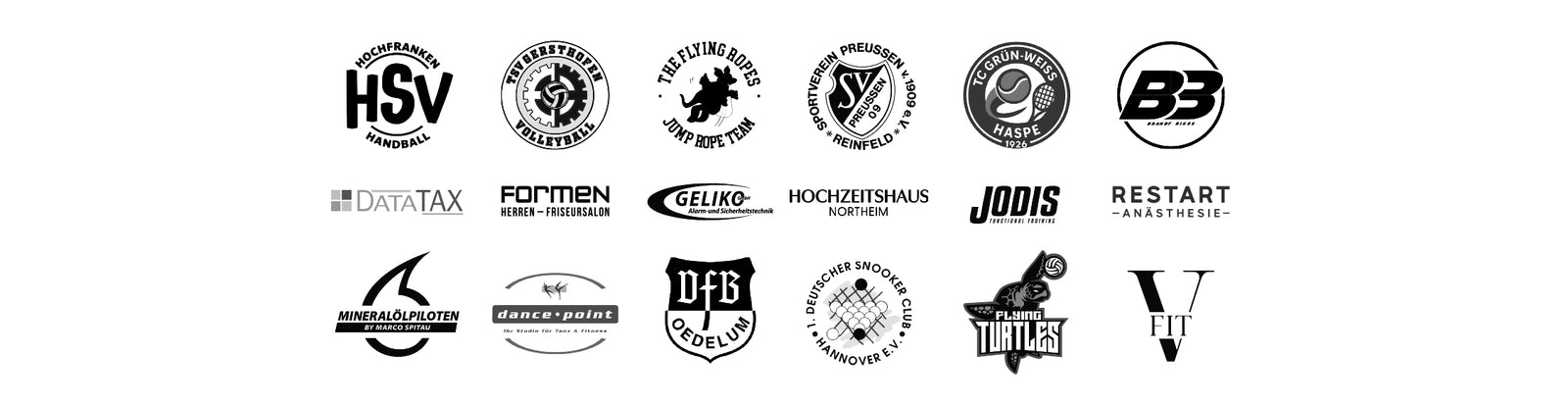 Kundenlogos und Referenzen von Sockenprinz – vertraut von über 350 Marken, Teams und Unternehmen.