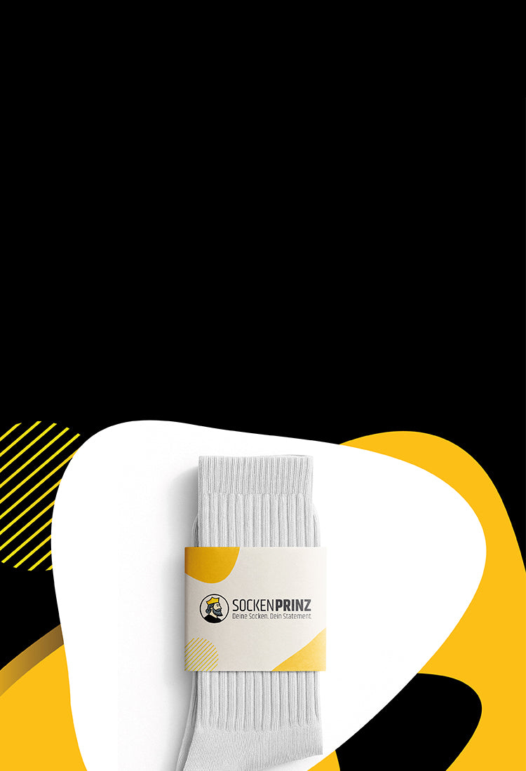 Bedruckte Tennissocken mit Logo von Sockenprinz – personalisierte Socken ab 10 Paar, hergestellt in Deutschland.