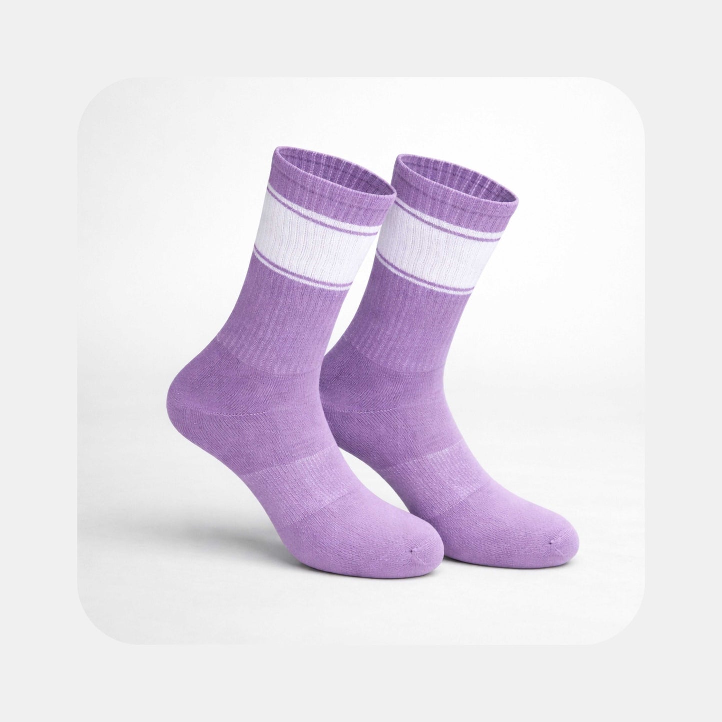 Tennissocken Classic – Color Edition in Flieder mit weißen Streifen (mit Logo bedruckbar)