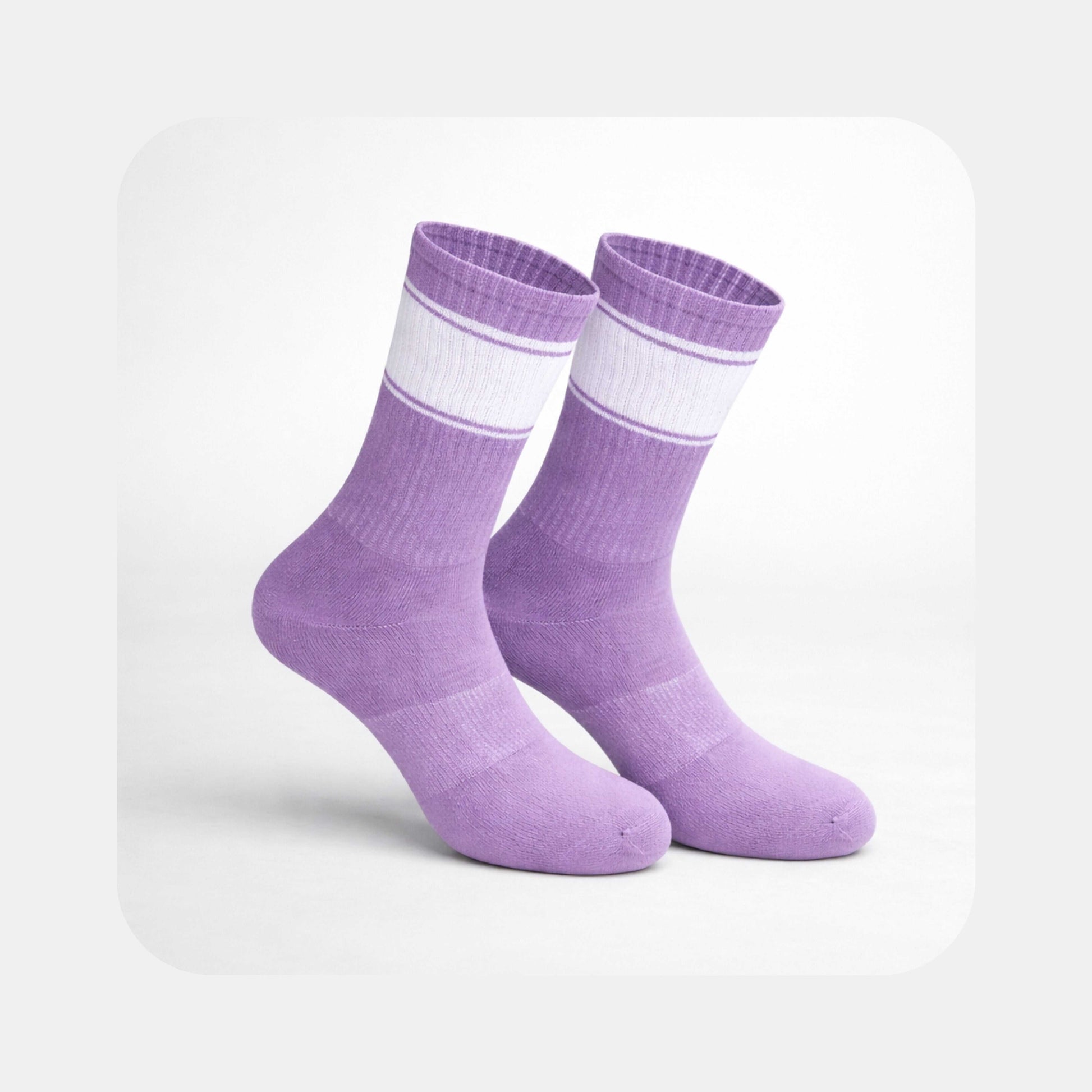 Tennissocken Classic – Color Edition in Flieder mit weißen Streifen (mit Logo bedruckbar)