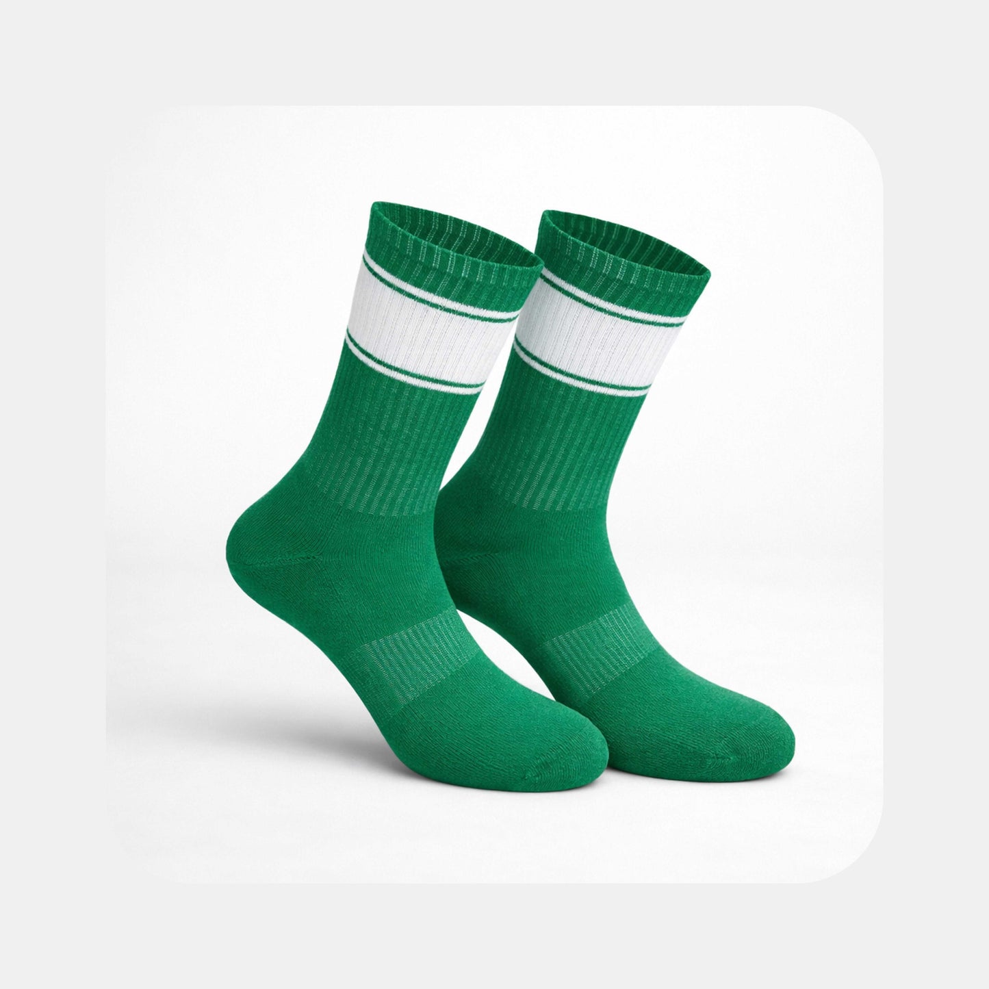 Tennissocken Classic – Color Edition in Grün mit weißen Streifen (mit Logo bedruckbar)