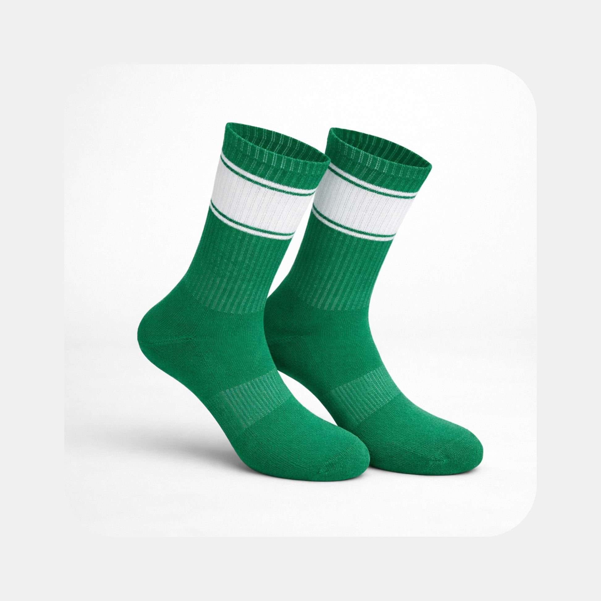 Tennissocken Classic – Color Edition in Grün mit weißen Streifen (mit Logo bedruckbar)