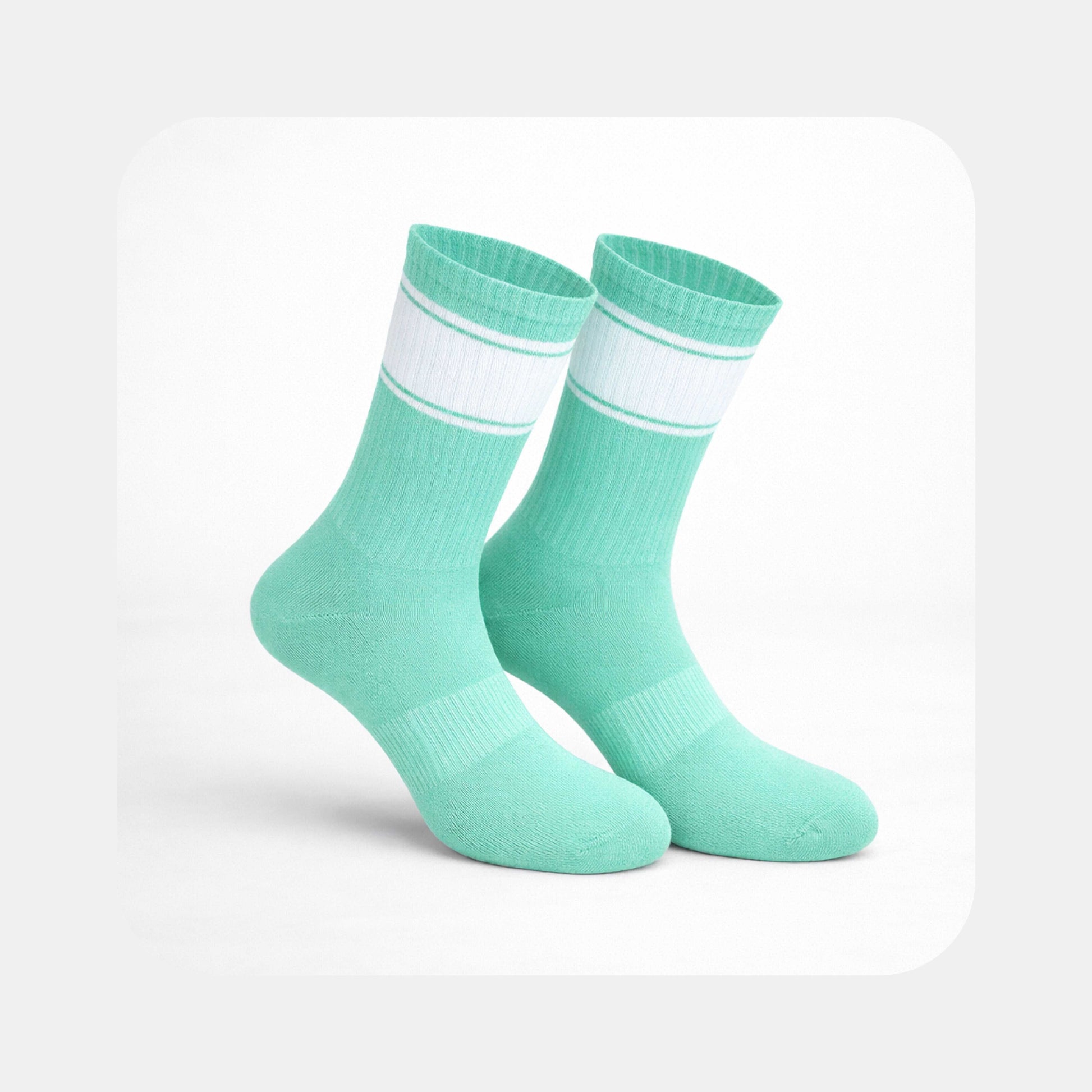 Tennissocken Classic – Color Edition in Mint mit weißen Streifen (mit Logo bedruckbar)