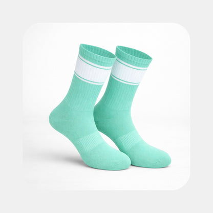 Tennissocken Classic – Color Edition in Mint mit weißen Streifen (mit Logo bedruckbar)