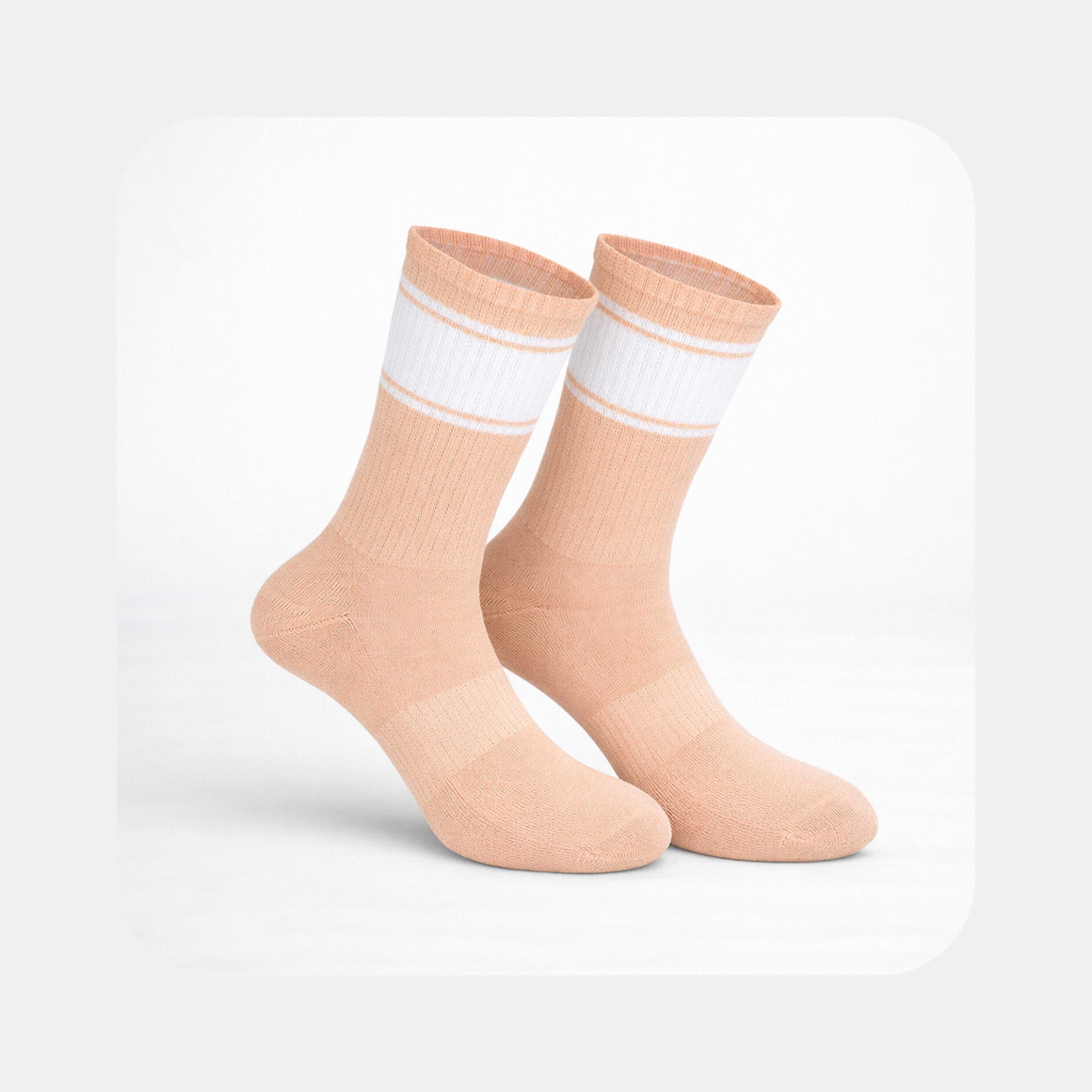 Tennissocken Classic – Color Edition in Peach mit weißen Streifen (mit Logo bedruckbar)