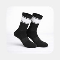 Tennissocken Classic – Color Edition in Schwarz mit weißen Streifen (mit Logo bedruckbar)