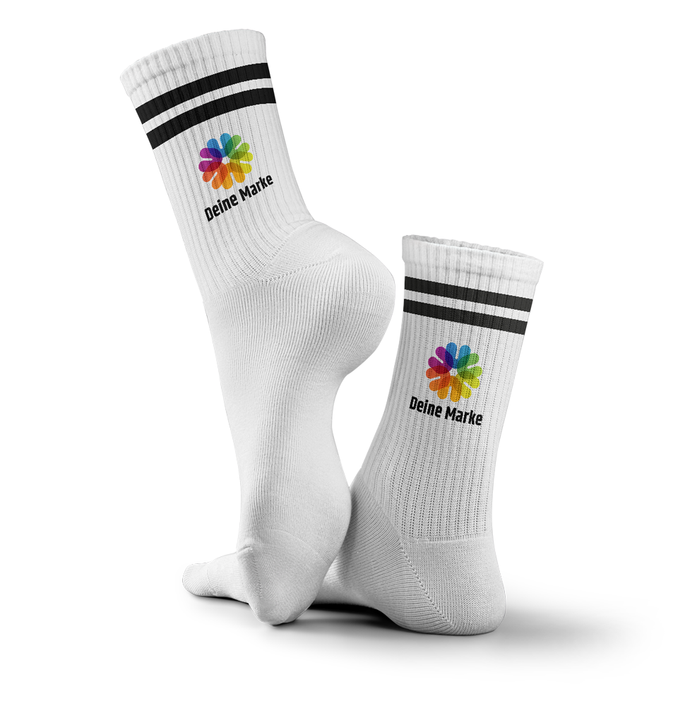 Weiße Tennissocken mit individuellem Logo von Sockenprinz