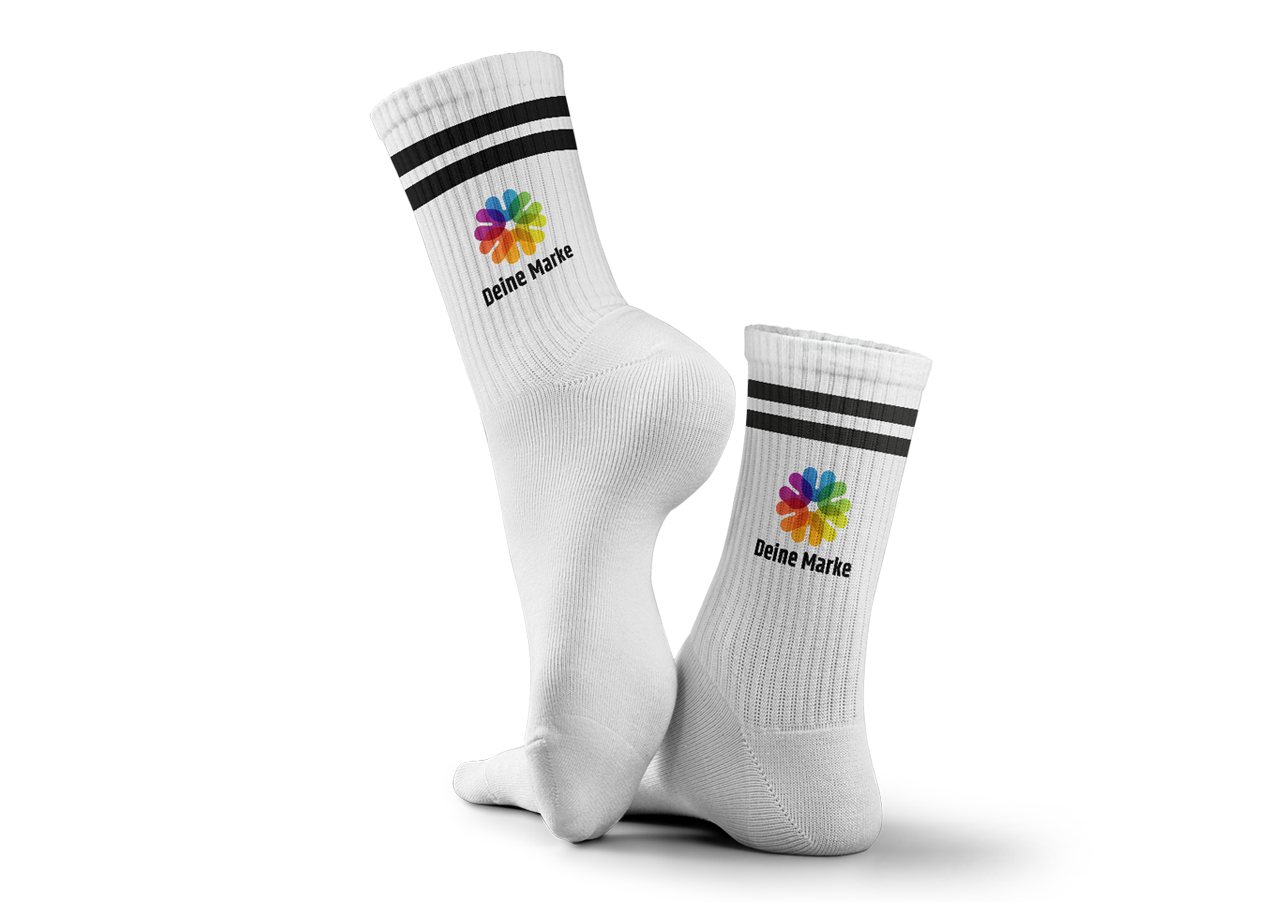 Individuell bedruckte Tennissocken mit Logo von Sockenprinz