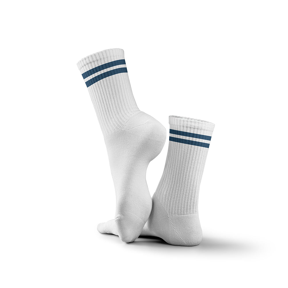 Tennissocken mit navyblauen Streifen – individuell bedruckbar für Marken und Vereine